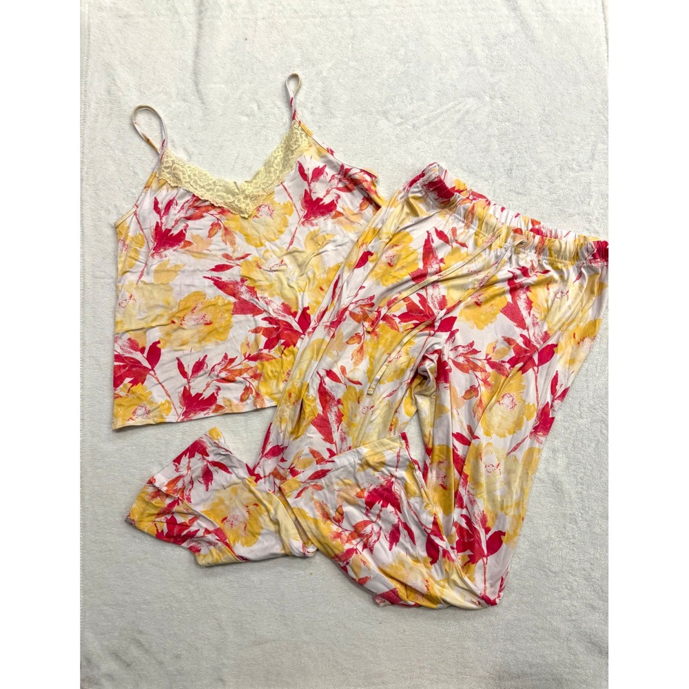 BCBGMAXAZRIA Womens XL Pajama Set Floral Camisole Lace Trim Pants WA3344-860-USA